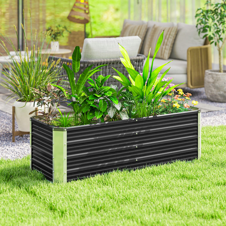 Hævet havebed i stål, plantekasse, blomsterkasse, blomsterpotte med handsker, trækulsgrå, 125 x 47 x 44 cm