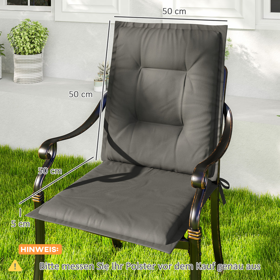 Sæt med 4 siddehynder 108 x 50 x 5 cm stolehynder med bånd, udendørs siddehynde lysegrå