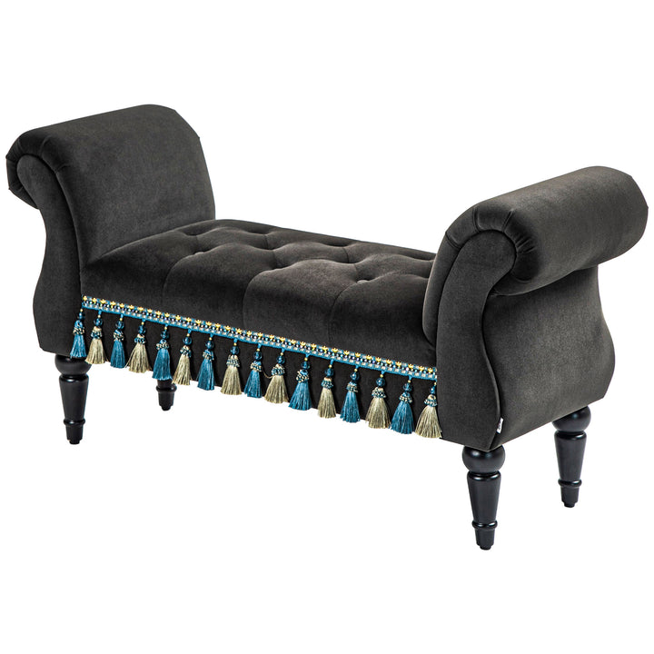 Polstret bænk, vintage design, op til 150 kg, 117 x 40 x 58 cm, mørkegrå