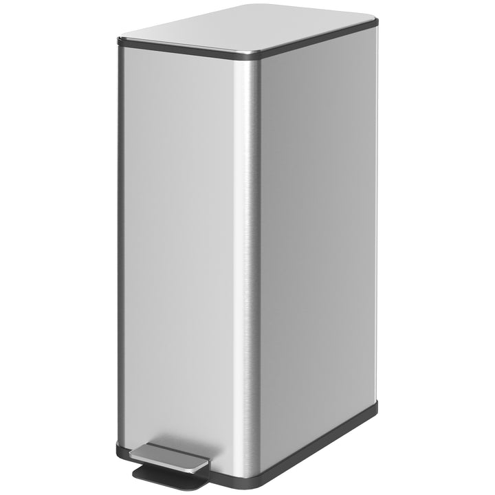 Skraldespand 20l, soft-close låg, deodorantrum, fingeraftrykssikker, rustfrit stål, sølv