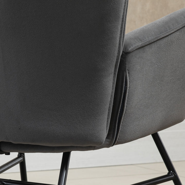 Gyngestol med quiltning, træløbere, fløjlslook, op til 150 kg, mørkegrå