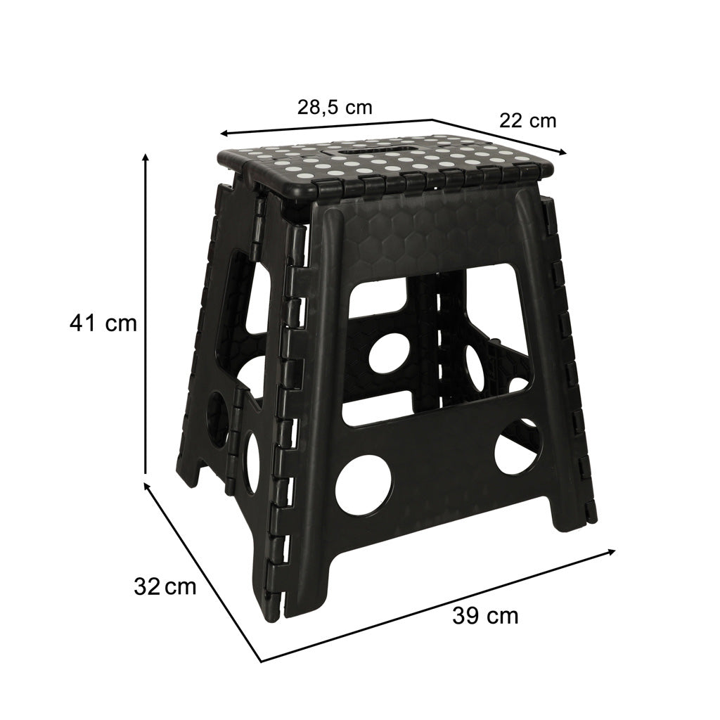 Skridsikker foldbar skammel 39 cm sort