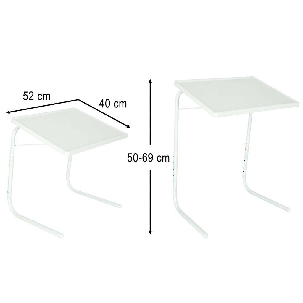 Sidebord til bærbar computer, foldbart, hvidt, 52 x 40 cm