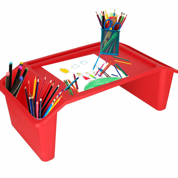Laptopbord med rød organizer