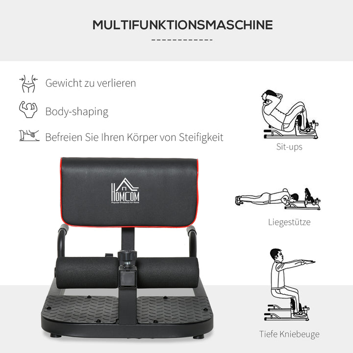 Sissy squat squat trainer bentræner mavetræner baldetræner 3 i 1 træner justerbar op til 120 kg stål sort 50 x 97 x (44,5–56,5) cm