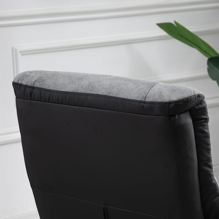 Lænestol med fodskammel, 360° drejelig, 135° lænefunktion, åndbart betræk, 78 x 82,5 x 109 cm, grå