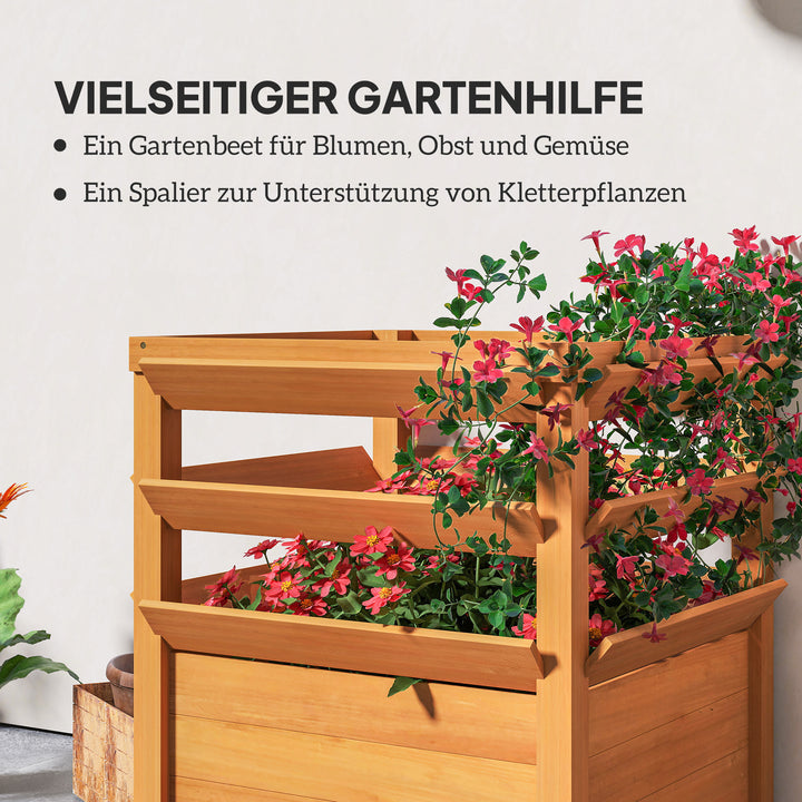 Højbed med espalier, espalier blomsterkasse træ 65 x 65 x 60 cm karamelbrun