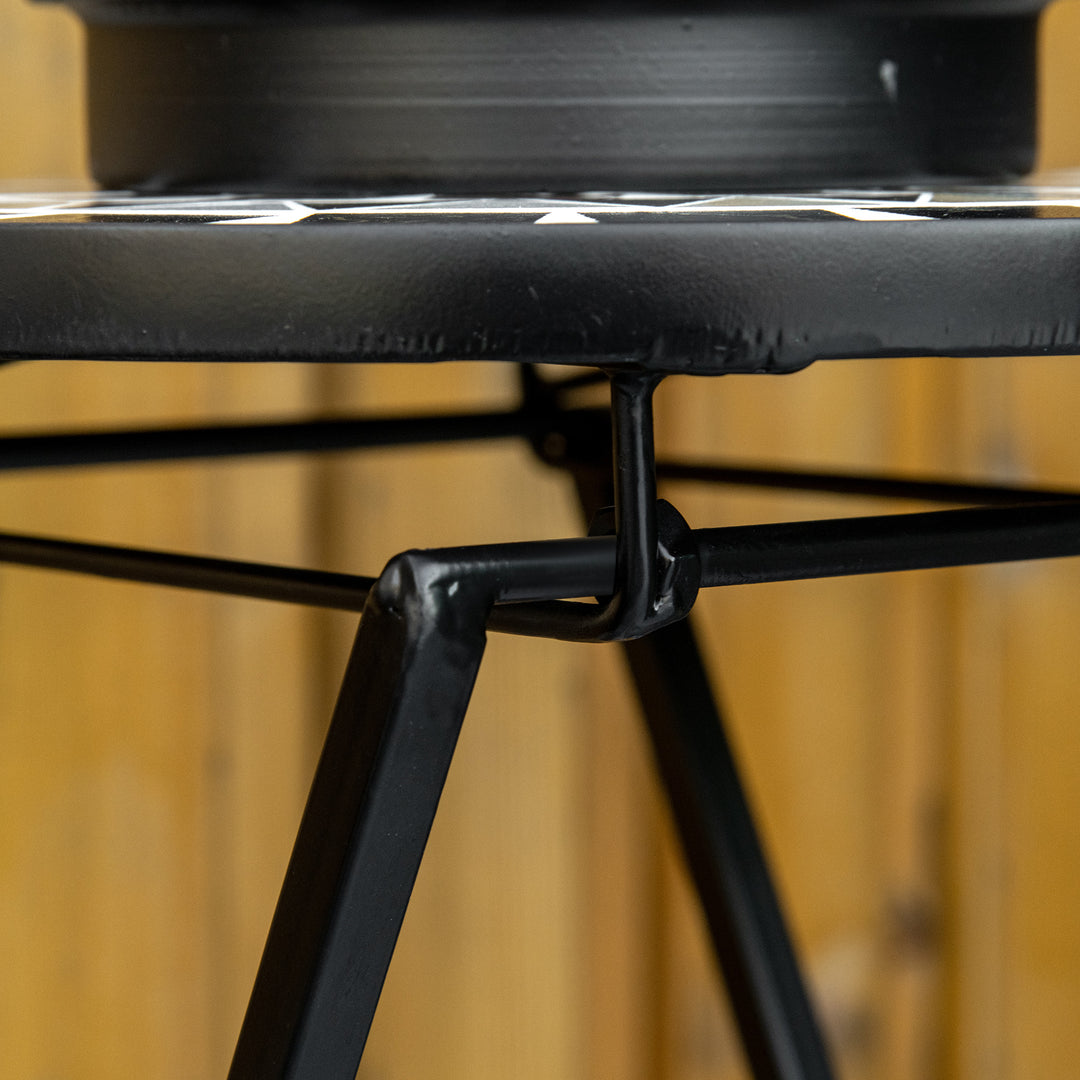 Plantestativ 36 x 67 cm blomsterstativ planteholder foldbar rund til balkon stenmosaik have indendørs udendørs flerfarvet