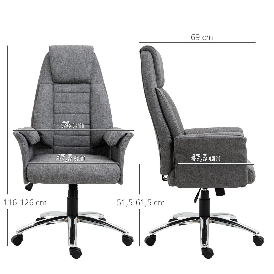 Executive chair, højdejusterbar, 5 hjul, ergonomisk form, 68 cm x 69 cm x 126 cm, grå