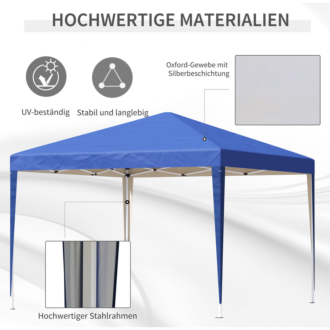 Pavillon, 2,95 x 2,95 m Pop-up foldbar pavillon, havepavillon, festtelt, UV-beskyttelse, stål + oxfordstof, blå