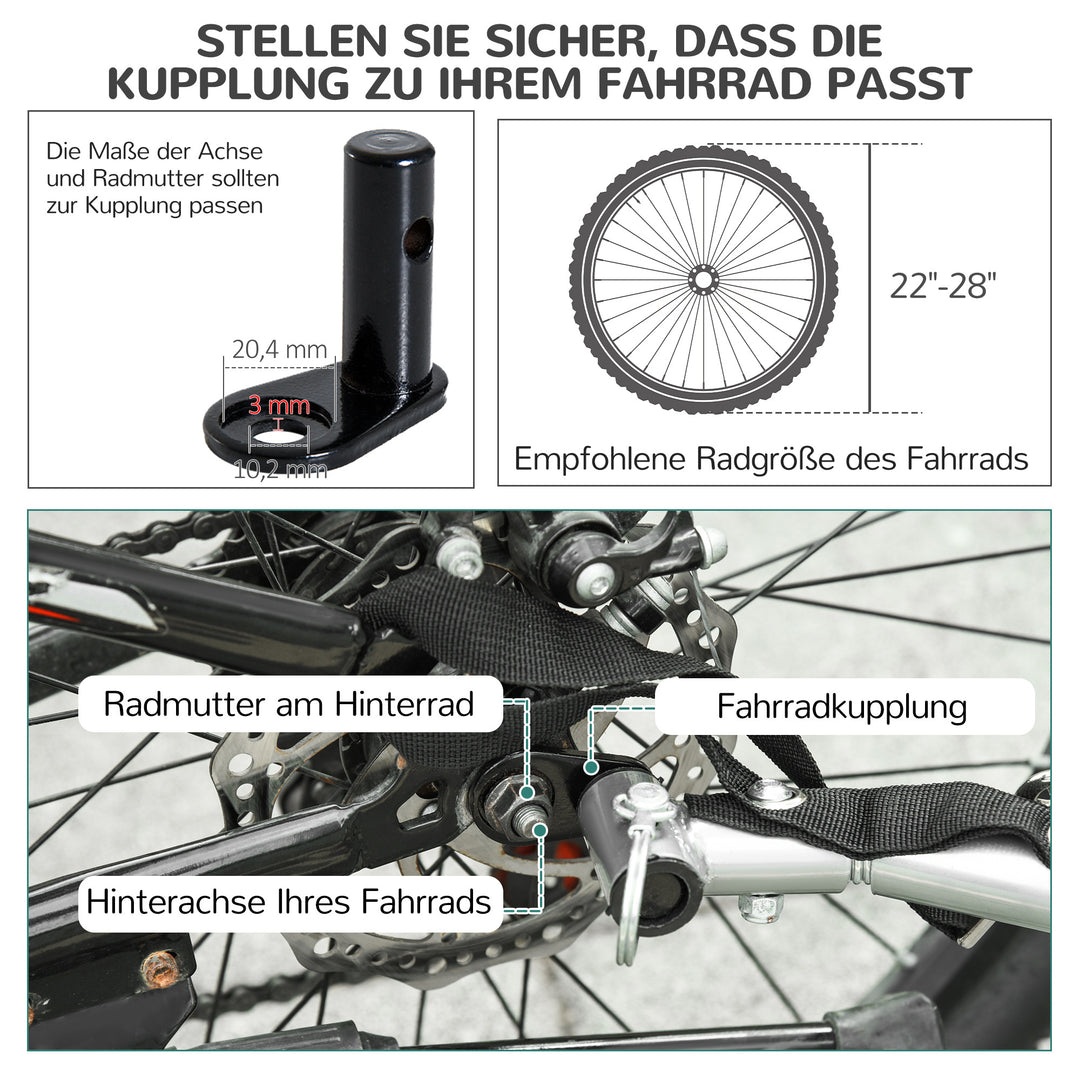 Cykeltrailer hundetrailer op til 20 kg netvindue, rullebetræk, universalkobling hvid+sort