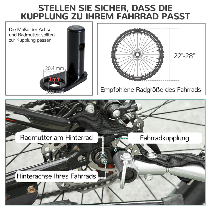Cykeltrailer hundetrailer op til 20 kg netvindue, rullebetræk, universalkobling hvid+sort