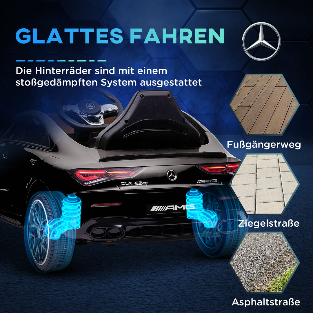 Elbil til børn, fjernbetjent, med transporthjul, LED-lys, horn, til børn i alderen 3-6 år, sort