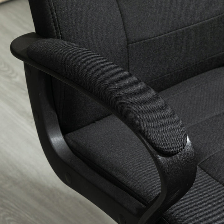Kontorstol, computerstol med vippefunktion, nakkestøtte, ergonomisk skrivebordsstol, drejelig, højdejusterbar, sort linned-touch, 62 x 76 x 110-119 cm