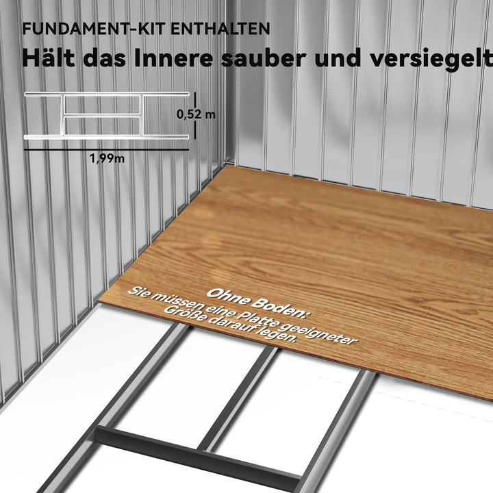 Redskabsskur med skydedøre 2,13 x 1,30 x 1,85 cm metalgrå