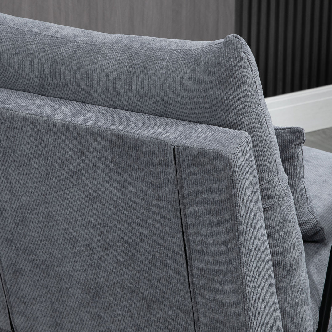 Lænestol med fodskammel, polstret lænestol, inklusive hynde, 68 cm x 91,5 cm x 88 cm, lysegrå