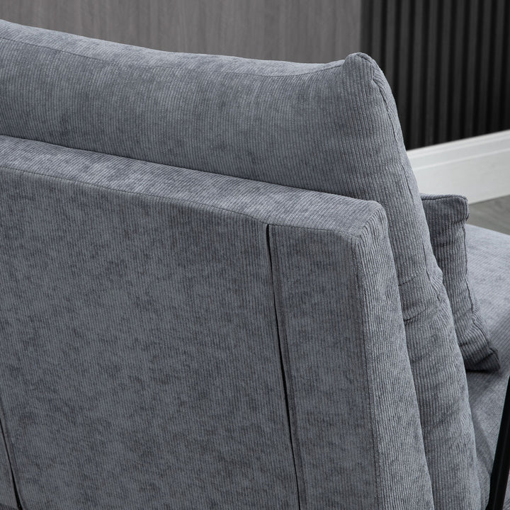 Lænestol med fodskammel, polstret lænestol, inklusive hynde, 68 cm x 91,5 cm x 88 cm, lysegrå