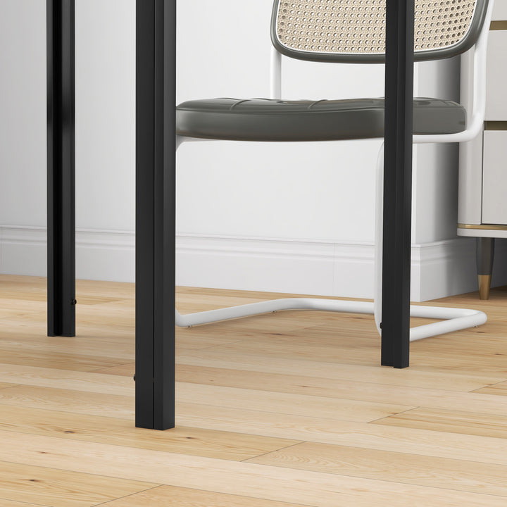 Firkantet spisebord til 4 personer, hærdet glasplade, til køkken og spisestue, 75 x 75 x 75 cm, sort