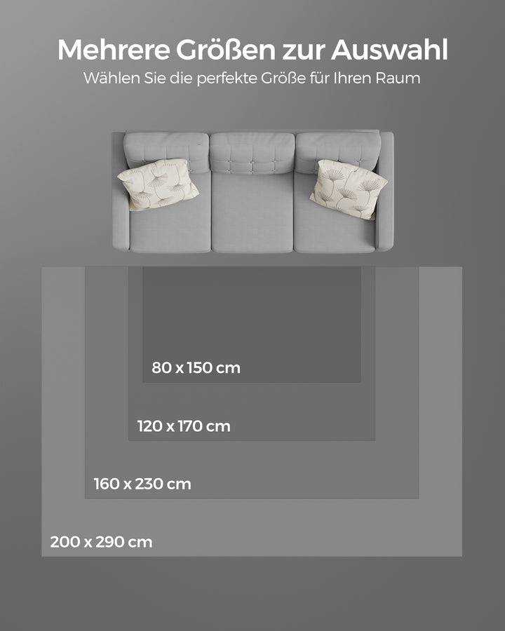 Tæppe, 120 x 170 cm, skridsikkert tæppe, maskinvaskbart, moderne stil, koksgrå