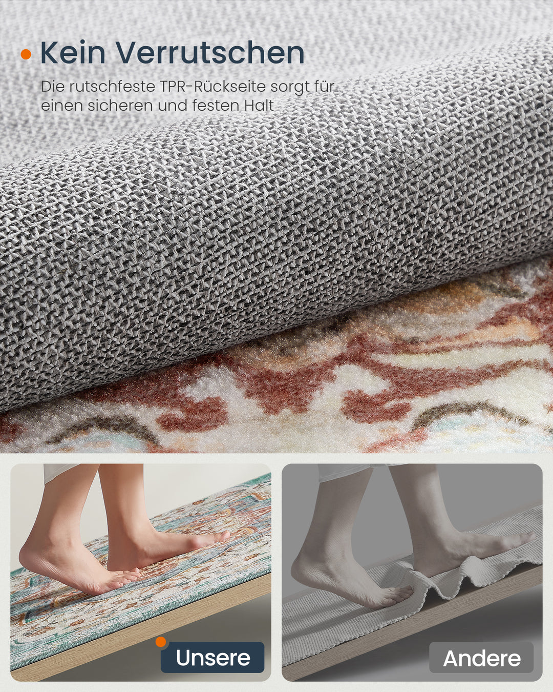 Tæppe, 92x153 cm tæppe til soveværelse, skridsikkert tæppe, traditionel vintage stil, maskinvaskbar, blå-grøn