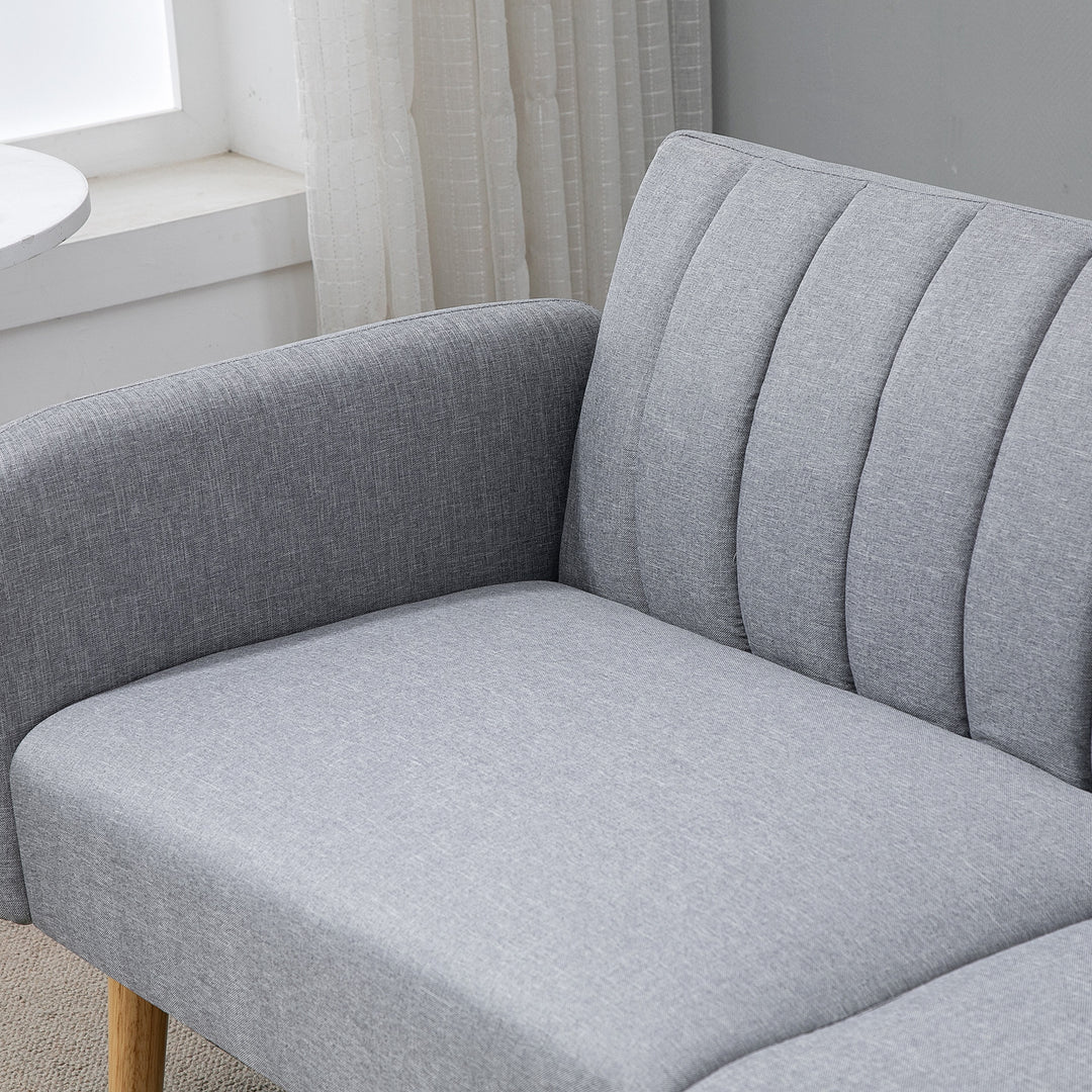 Sovesofa, 2-personers stofsofa, sofa med sovefunktion, hørlignende polyester, gummitræ, 173 x 75 x 73 cm, grå