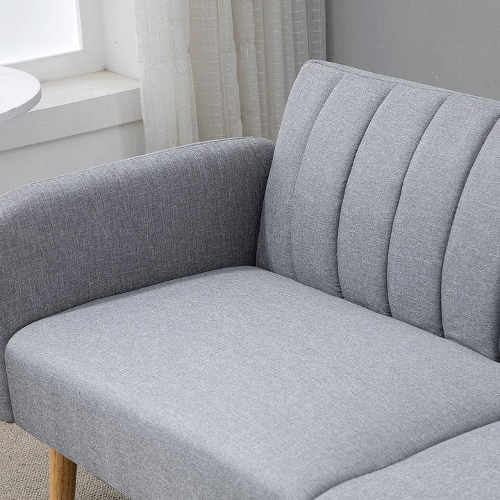 Sovesofa, 2-personers stofsofa, sofa med sovefunktion, hørlignende polyester, gummitræ, 173 x 75 x 73 cm, grå