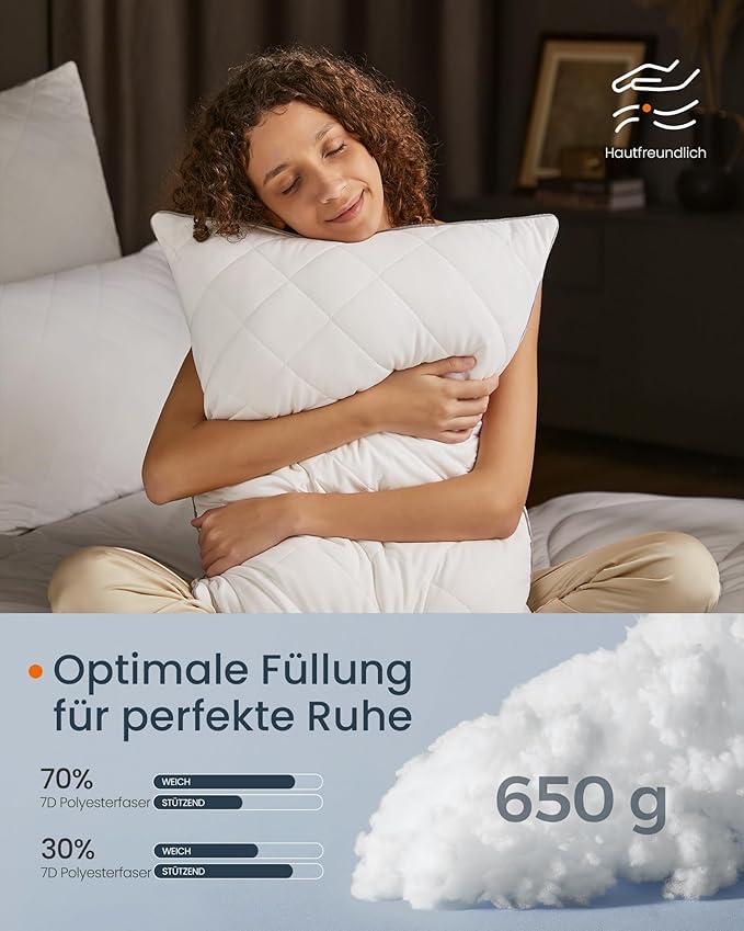 Vendbar pude, mål 80 x 40 cm, med kølende blødt betræk og 650g fyldning, egnet til brug både om vinteren og sommeren