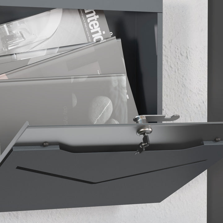 Postkasse, moderne design, vejrbestandig, 37 cm x 10,5 cm x 37 cm, grå