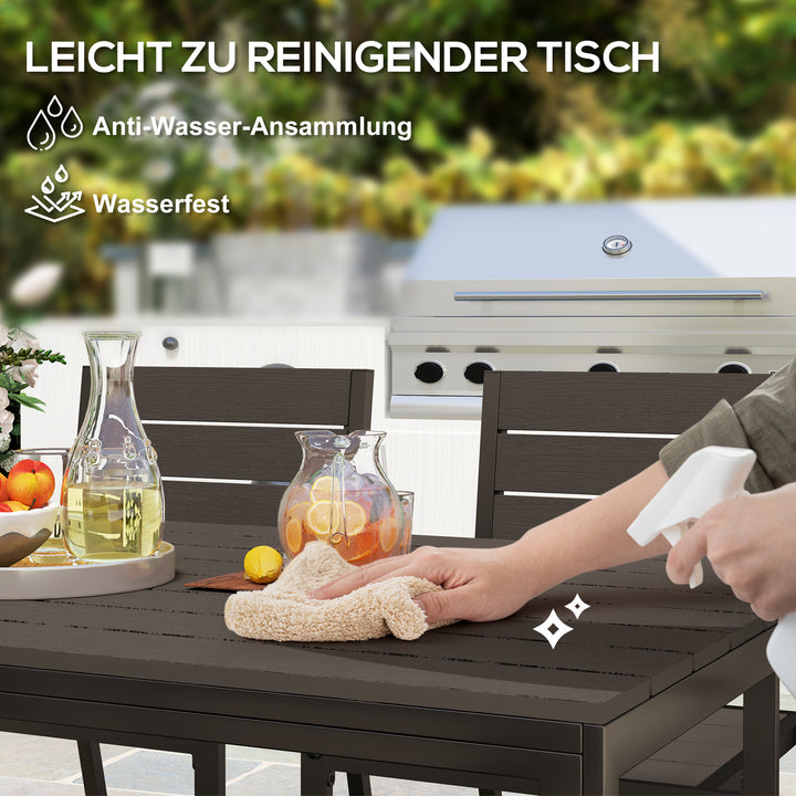 7-Delt spisebordssæt til 6 personer, spisebord med 6 stole, slidset bord, mørkebrun