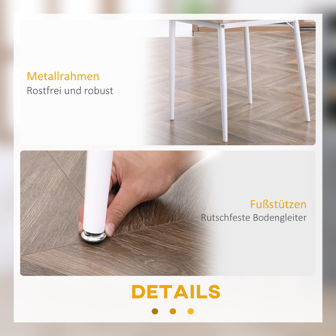 3-Delt spisebordssæt med 2 stole spisegruppe med metalstel til spisestue, køkken naturhvid