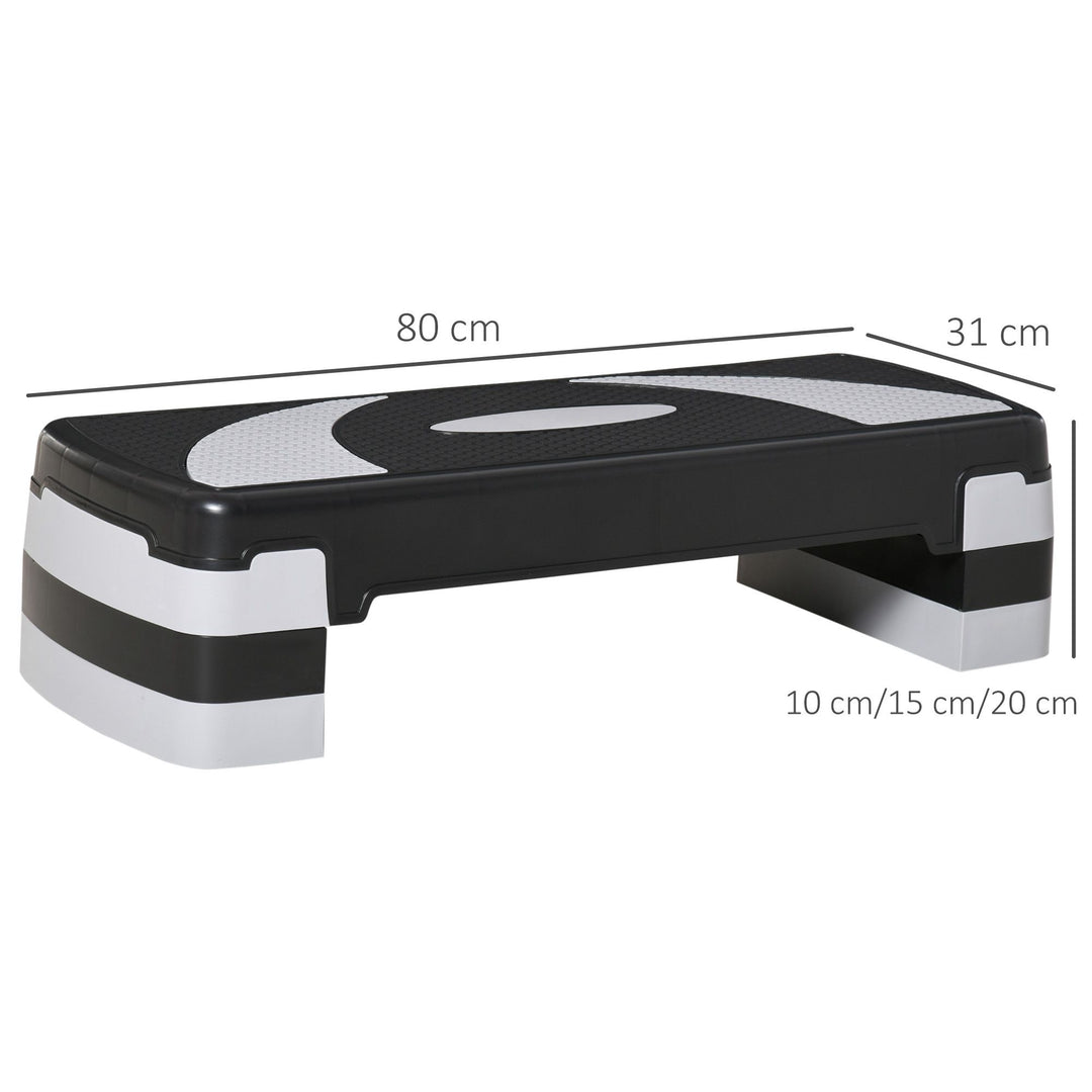 Aerobic stepper 3-trins højdejusterbar 80 x 31 x 20 cm sort+grå