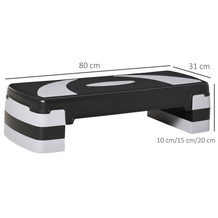 Aerobic stepper 3-trins højdejusterbar 80 x 31 x 20 cm sort+grå