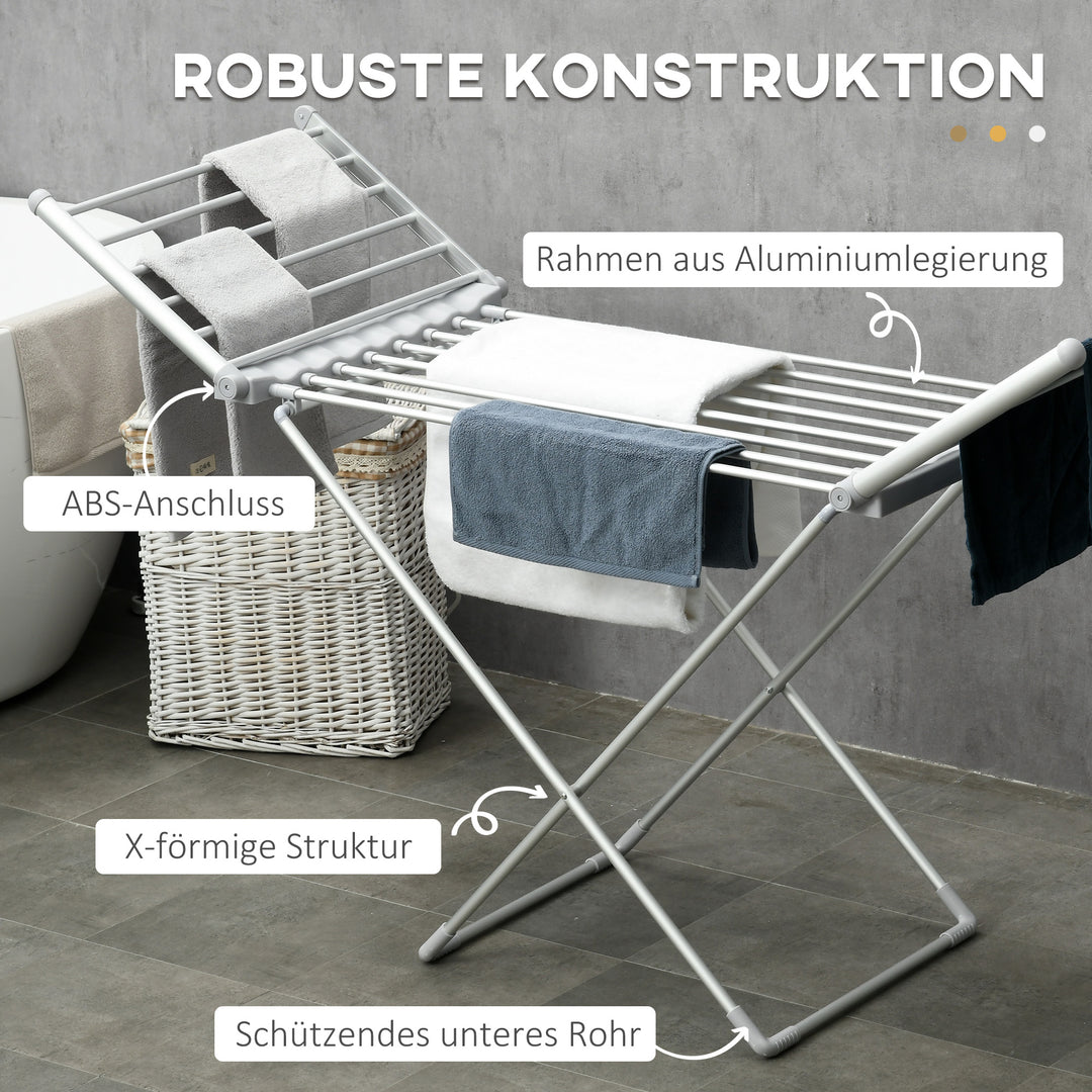 Tørrestativ med varmefunktion, 45-55 tommer, foldbar, 144l x 53b x 96h cm