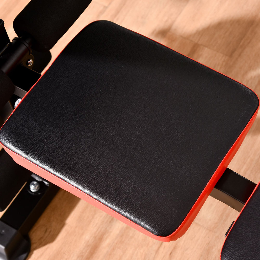 Vægtbænk uden vægte, justerbar fitnessbænk til adskillige øvelser, træningsstation, stål, plastik, sort+rød