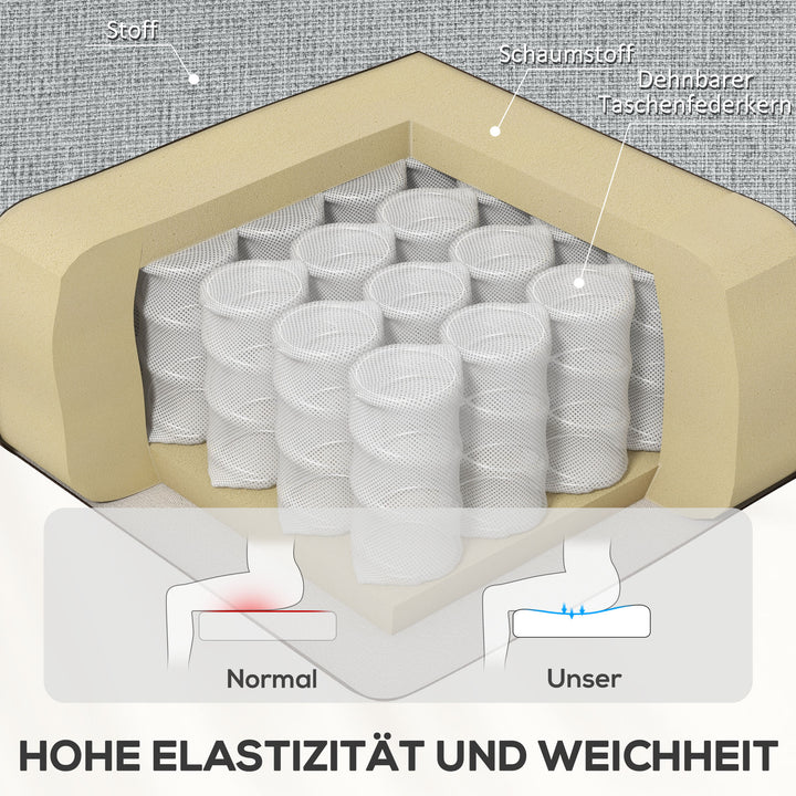 Lænestol med justerbar ryglæn, fodstøtte, polstret stol til stue, grå