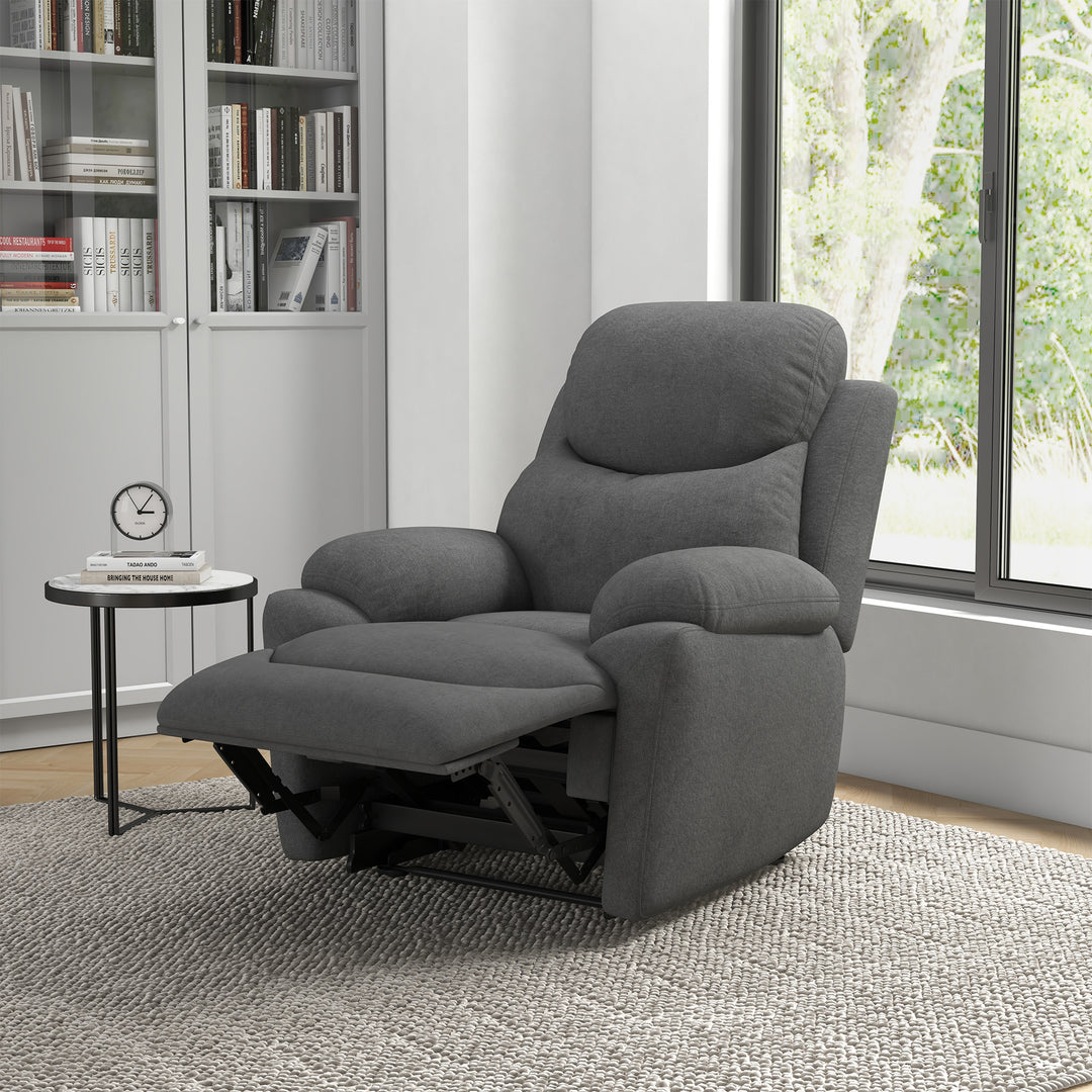 Lænestol tv-stol, lænefunktion hørlook, 93 cm x 88 cm x 102 cm, grå