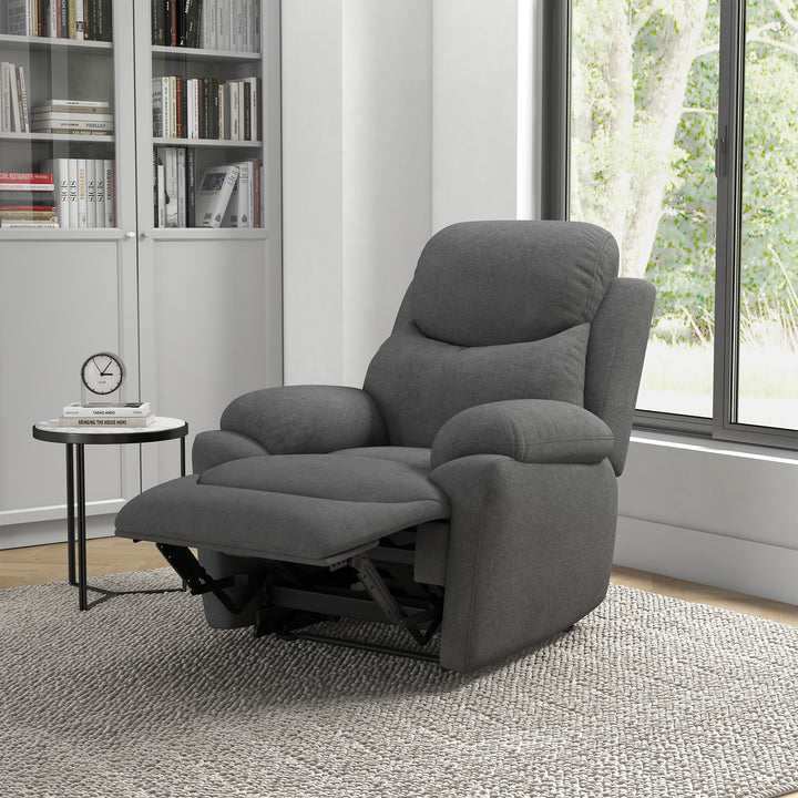 Lænestol tv-stol, lænefunktion hørlook, 93 cm x 88 cm x 102 cm, grå
