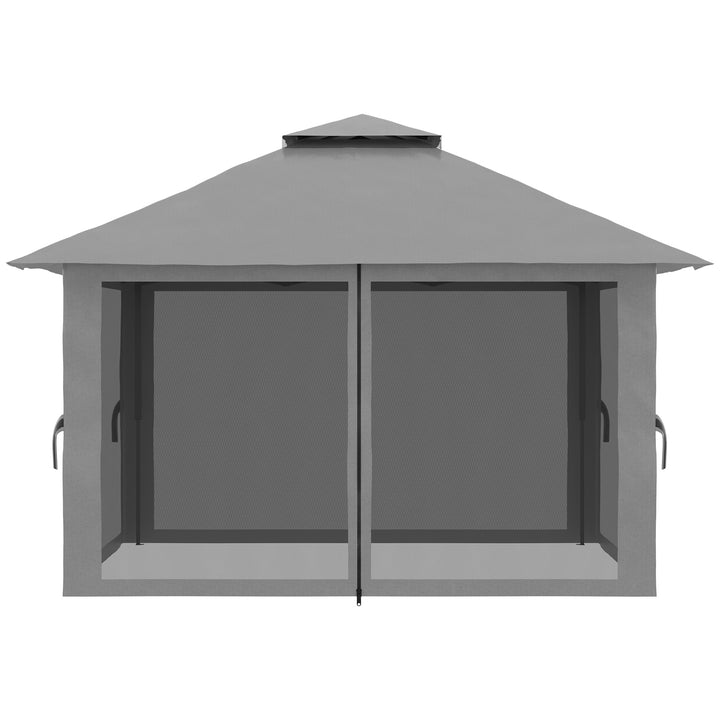 Foldbar pavillon, højdejusterbar, 4 netvægge, ventileret tag, bæretaske, hurtig montering, mørkegrå, 4 x 4 x 3 m