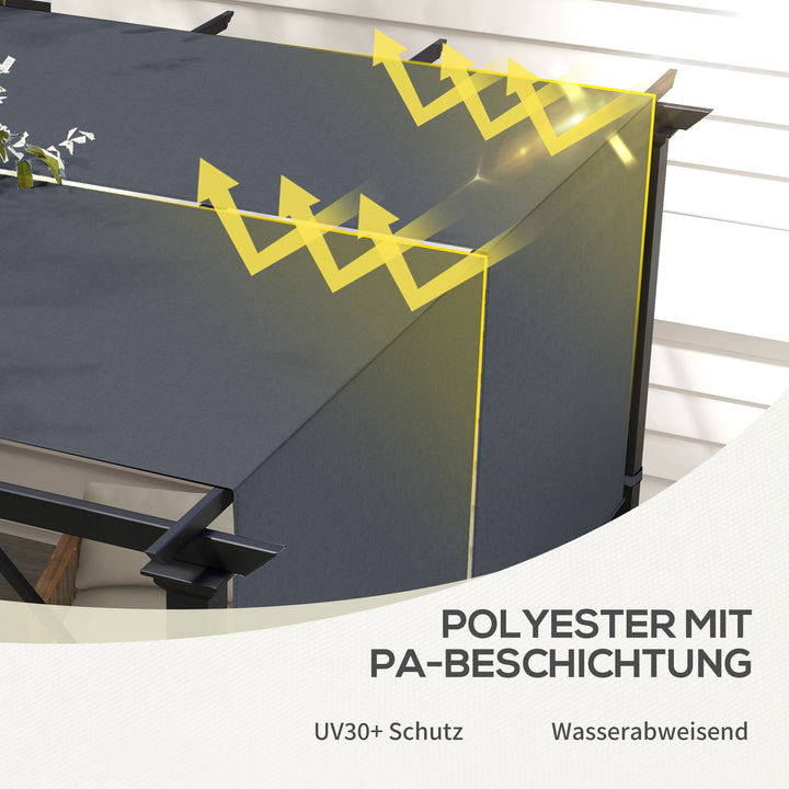 Udskiftningstag til pergola med UV-beskyttelse, solskærm til terrassetag til 3 x 3 m pavillon, mørkegrå