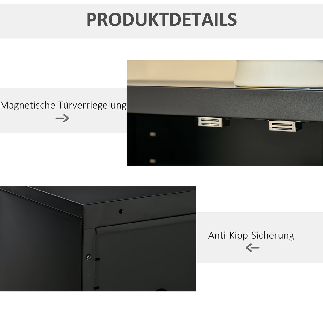 Arkivskab metalskab multifunktionelt skab med magnetisk lameller dobbeltdør justerbar hylde kontorskab opbevaringsskab til hjemmekontor stue 75 x 33 x 110 cm sort