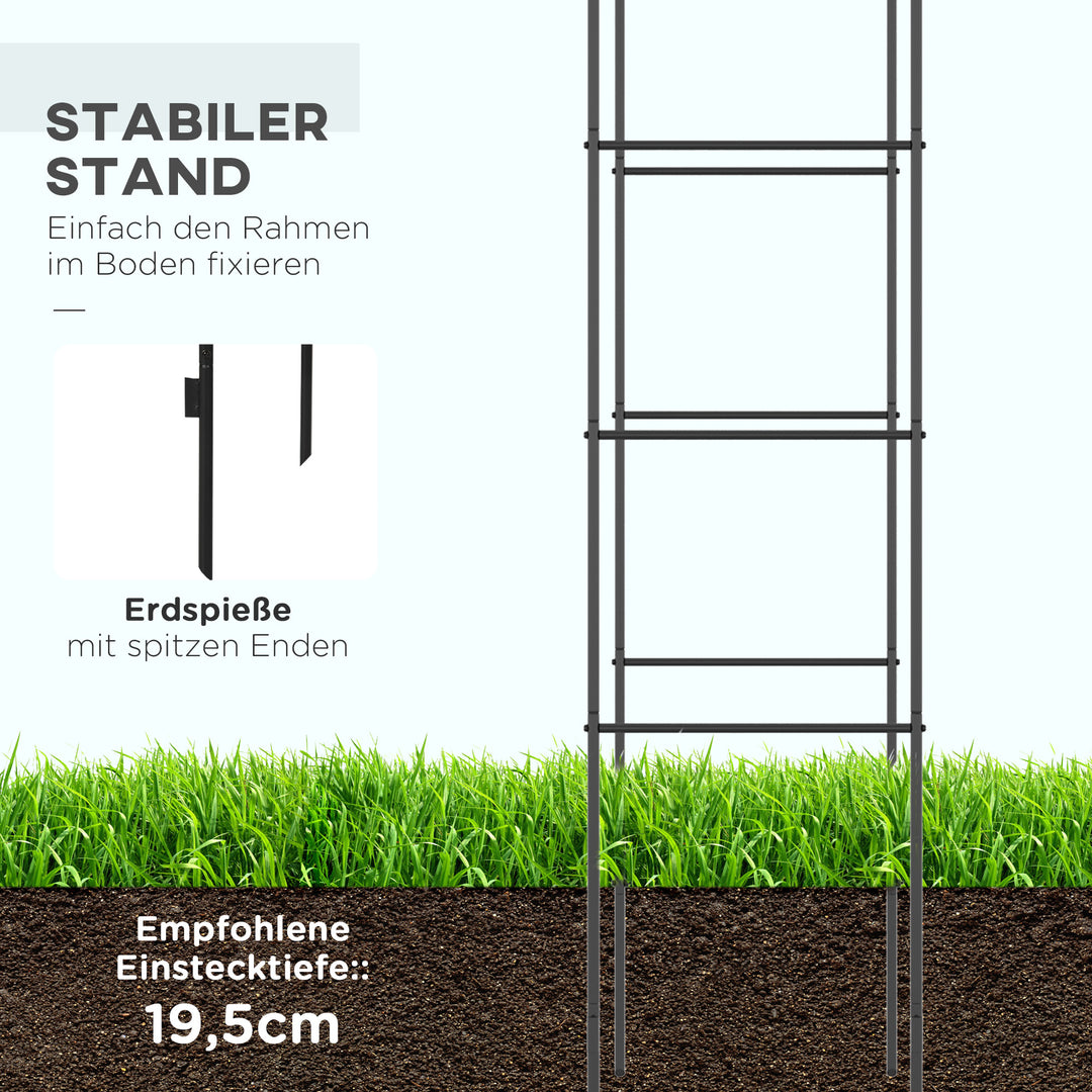 Havebue, rosenbue, espalier, metalrosenbue, sort, 1,40 x 0,40 x 2,40 m
