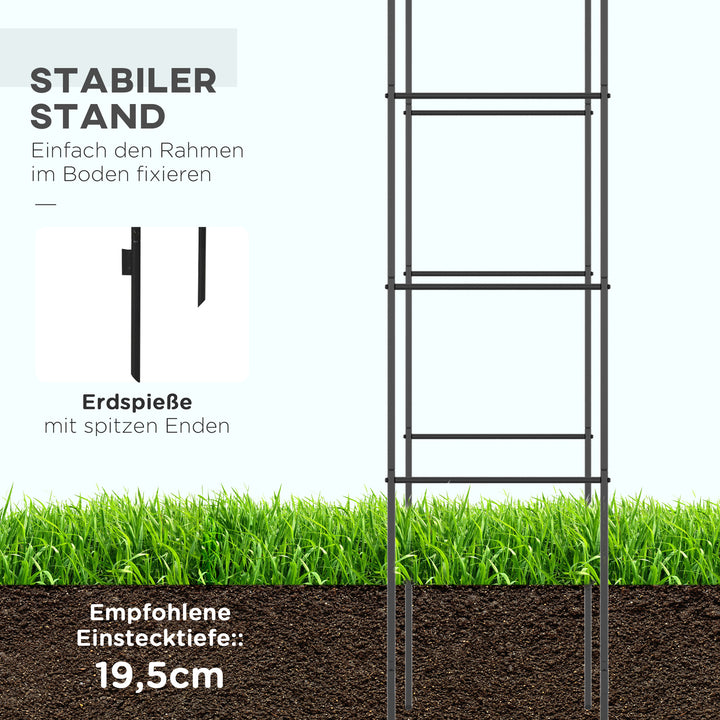 Havebue, rosenbue, espalier, metalrosenbue, sort, 1,40 x 0,40 x 2,40 m