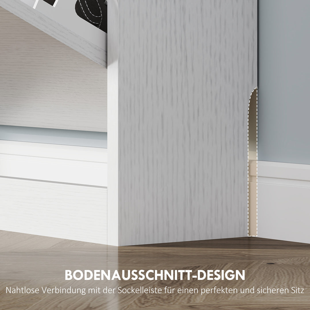 Skoskab med 3 sammenklappelige skuffer, til op til 12 par sko, spånplade, 80 x 17 x 108 cm, hvid