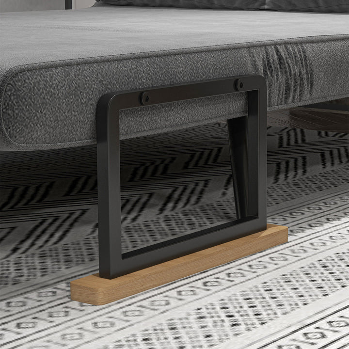 2-Personers sovesofa, fløjlsofa, sovefunktion, inklusive 2 puder, fløjlslook, natur + mørkegrå + sort