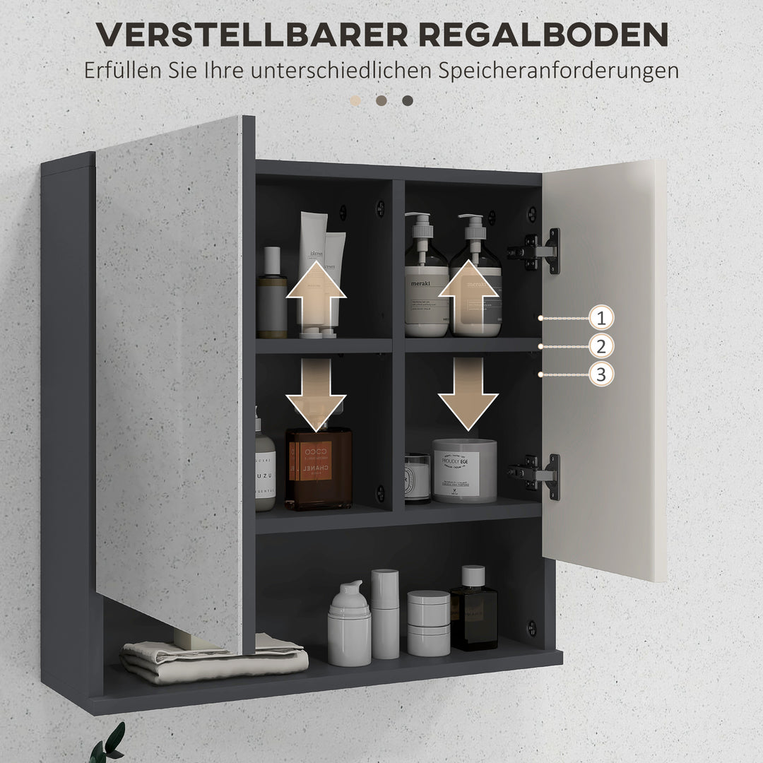 Badeværelsesskab, spejldør, justerbare hylder, holder op til 15 kg, hvid