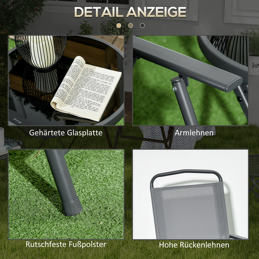 Udendørs bistromøbelsæt til haven, sammenklappeligt bistrosæt, 53,5 cm x 64 cm x 93 cm, lysegrå