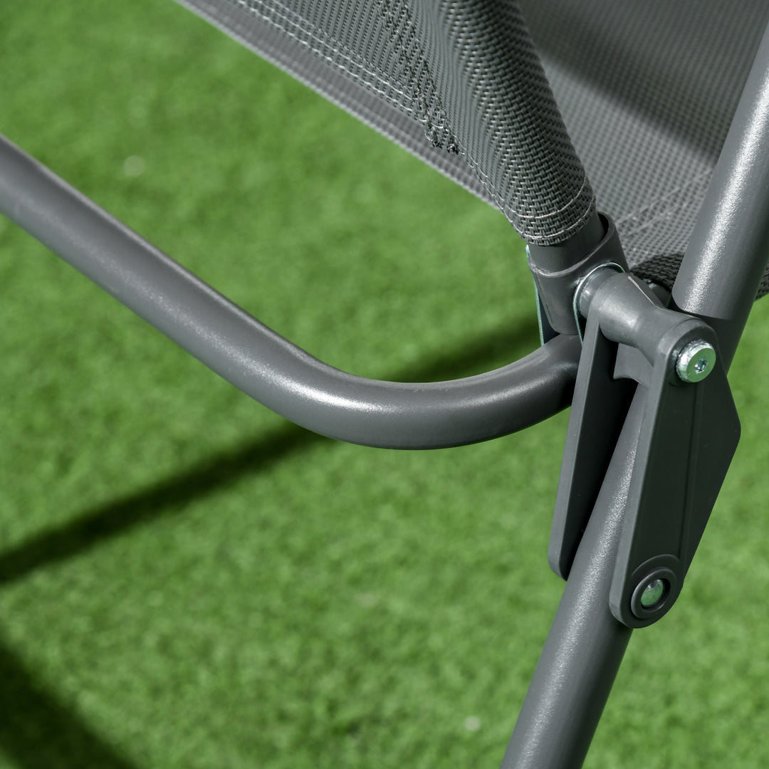 Bistrosæt 3-delt havemøbelsæt af metal, vejrbestandigt med klapbord i glas og havestole, mørkegrå