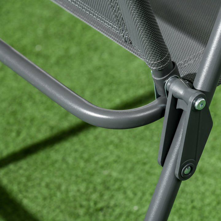 Bistrosæt 3-delt havemøbelsæt af metal, vejrbestandigt med klapbord i glas og havestole, mørkegrå