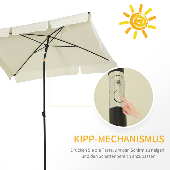 Parasol, strandparasol, haveparasol, balkonparasol, solskærm, foldbar, cremehvid
