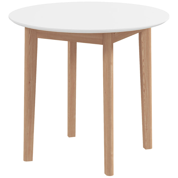 Spisebord, køkkenbord, rundt bord, skandinavisk design, 75 cm x 75 cm x 76 cm, hvid + natur